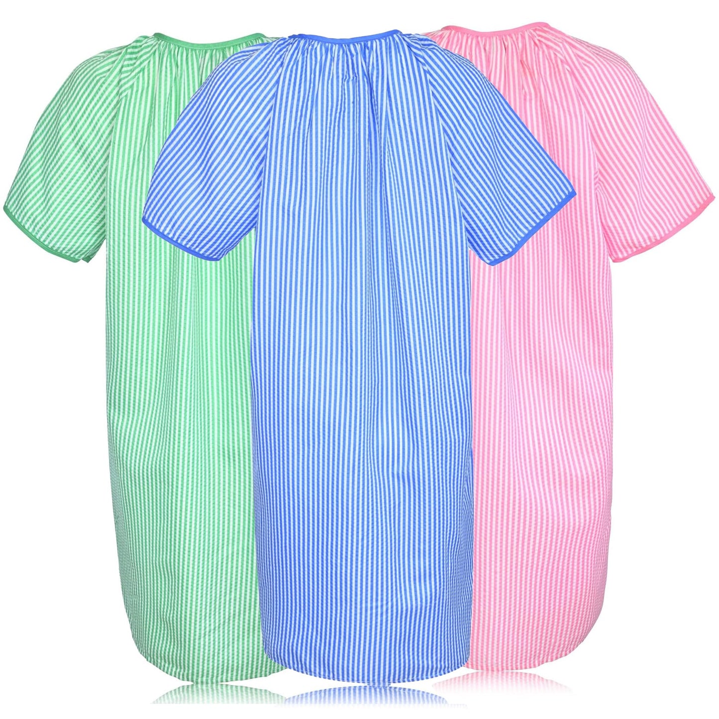 JEFFRICO 3 Pack House Dresses for Women with Pockets - Lightweight Breathable Short Sleeve Muumuu & Nightgowns - Dusters