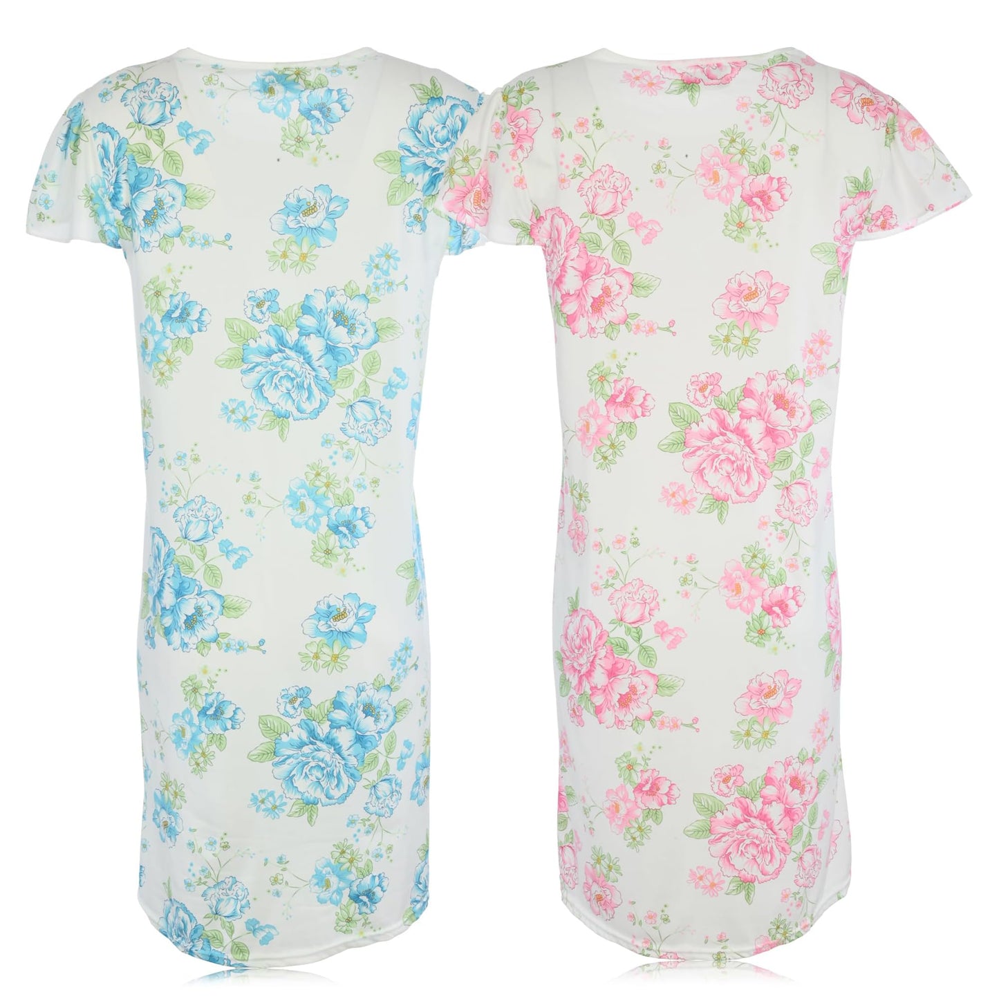 JEFFRICO Womens 2 Pack Nightgowns Short Sleeve Sleepwear Soft Pajama Dress Nightshirts