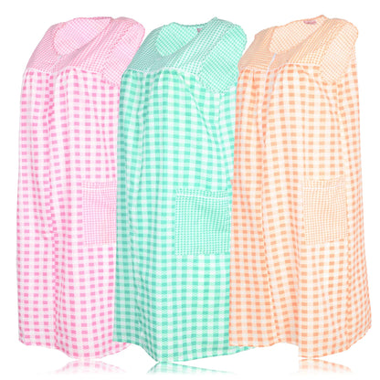 JEFFRICO 3 Pack House Dresses for Women with Pockets - Lightweight Breathable Sleeveless Zipper Front Housecoat Dusters