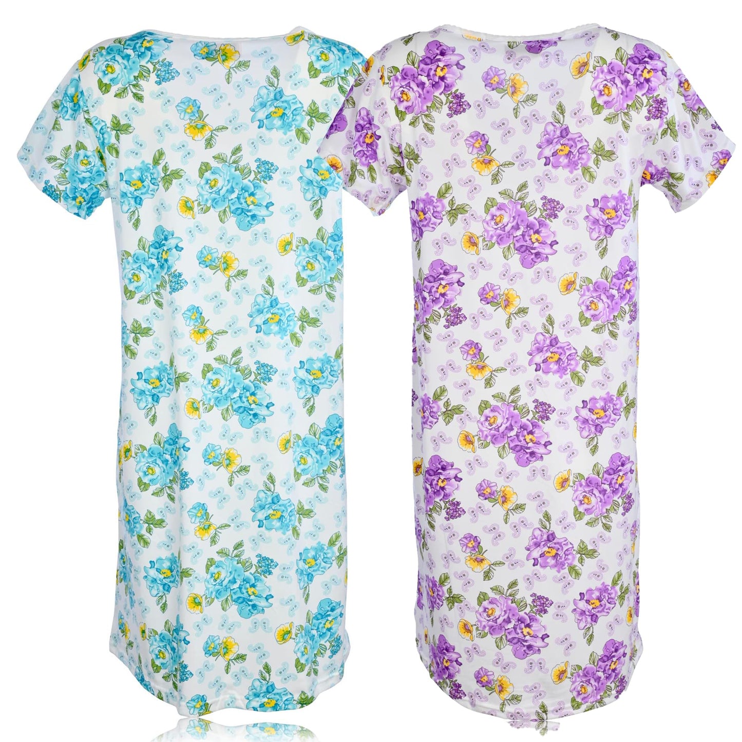 JEFFRICO Womens 2 Pack Nightgowns Short Sleeve Sleepwear Soft Pajama Dress Nightshirts