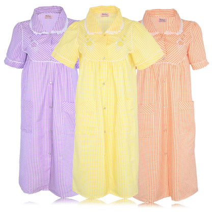 JEFFRICO 3 Pack House Dresses for Women with Pockets - Lightweight Breathable Short Sleeve Muumuu & Nightgowns - Dusters