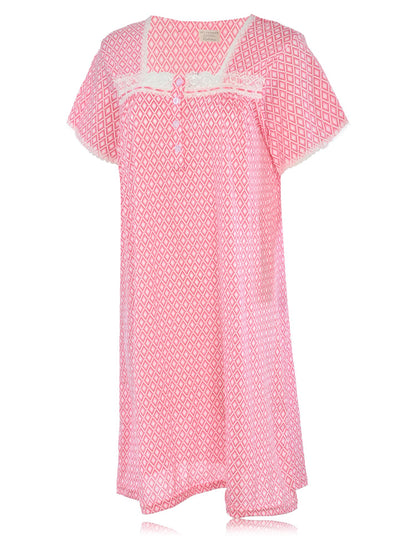 JEFFRICO Womens Nightgowns Short Sleeve Sleepwear Soft Pajama Dress Nightshirts