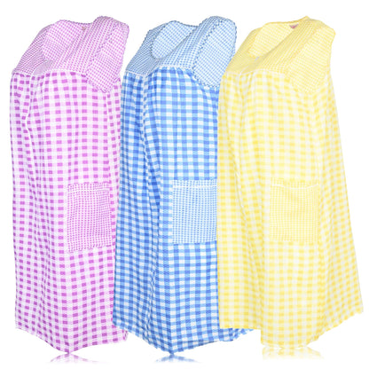 JEFFRICO 3 Pack House Dresses for Women with Pockets - Lightweight Breathable Sleeveless Zipper Front Housecoat Dusters
