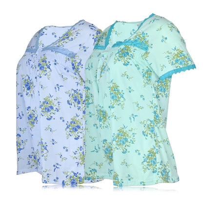 JEFFRICO Pajamas For Women 2 Pack Capri Set Sleepwear Soft Pajamas Short Sleeve Pajamas Sleepshirt With Capri Pants