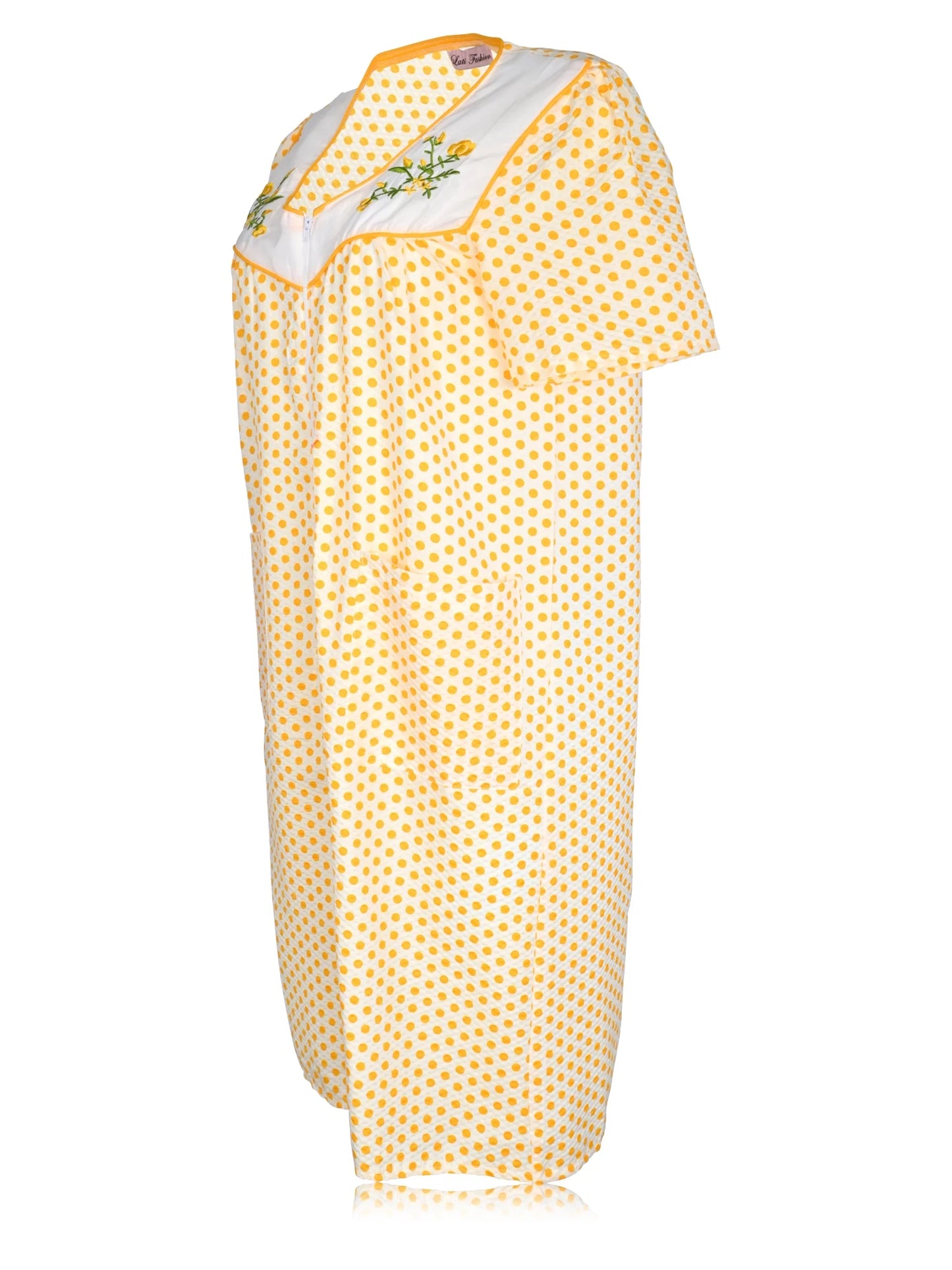 JEFFRICO House Dresses for Women with Pockets - Lightweight Breathable Short Sleeve Muumuu & Nightgowns - Zipper Front Housecoat and Dusters for Women