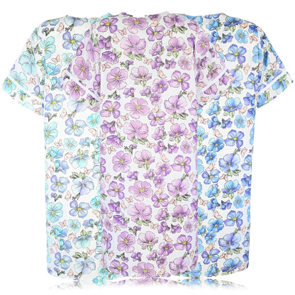 JEFFRICO 3 Pack House Dresses for Women with Pockets - Lightweight Breathable Short Sleeve Muumuu & Nightgowns - Dusters