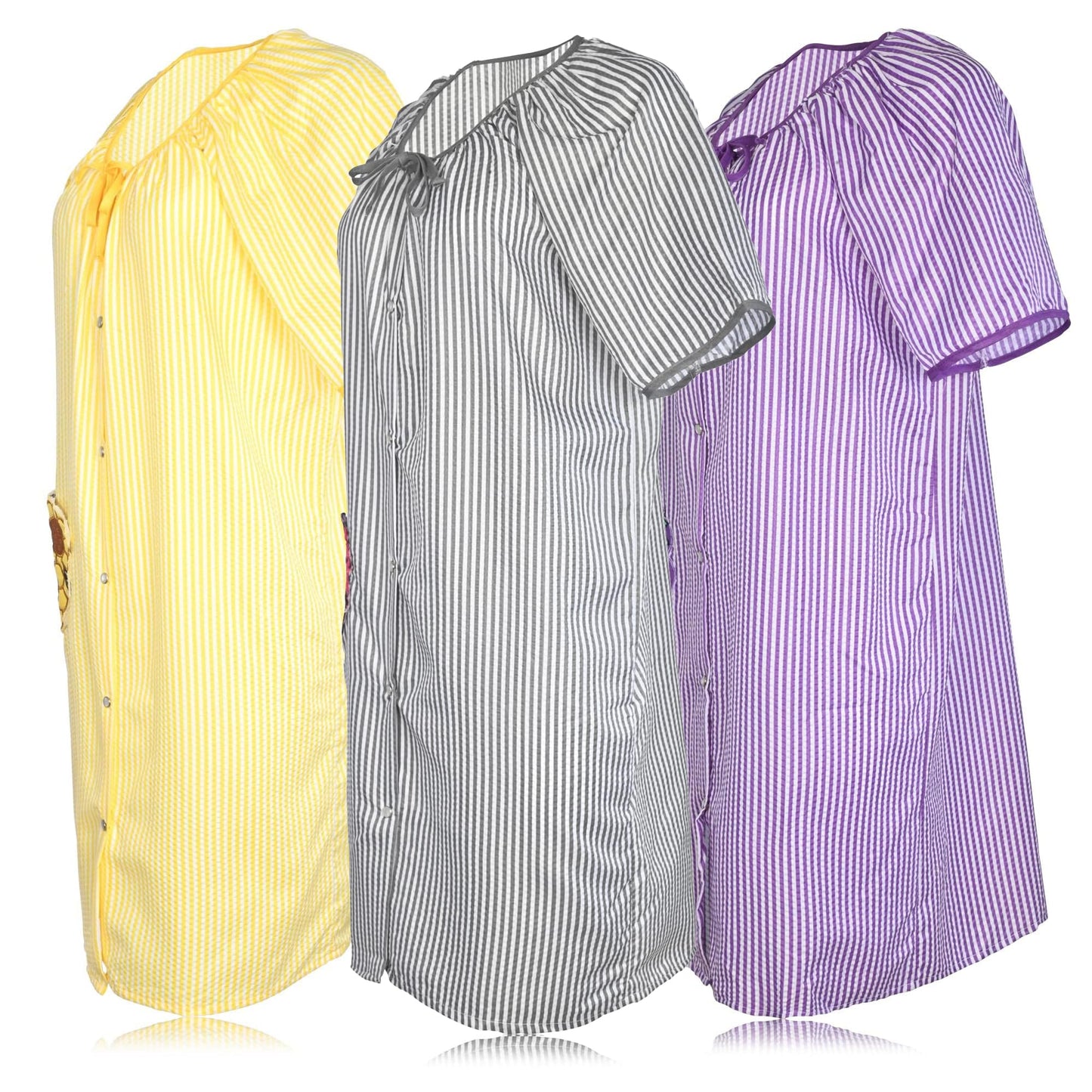 JEFFRICO 3 Pack House Dresses for Women with Pockets - Lightweight Breathable Short Sleeve Muumuu & Nightgowns - Dusters