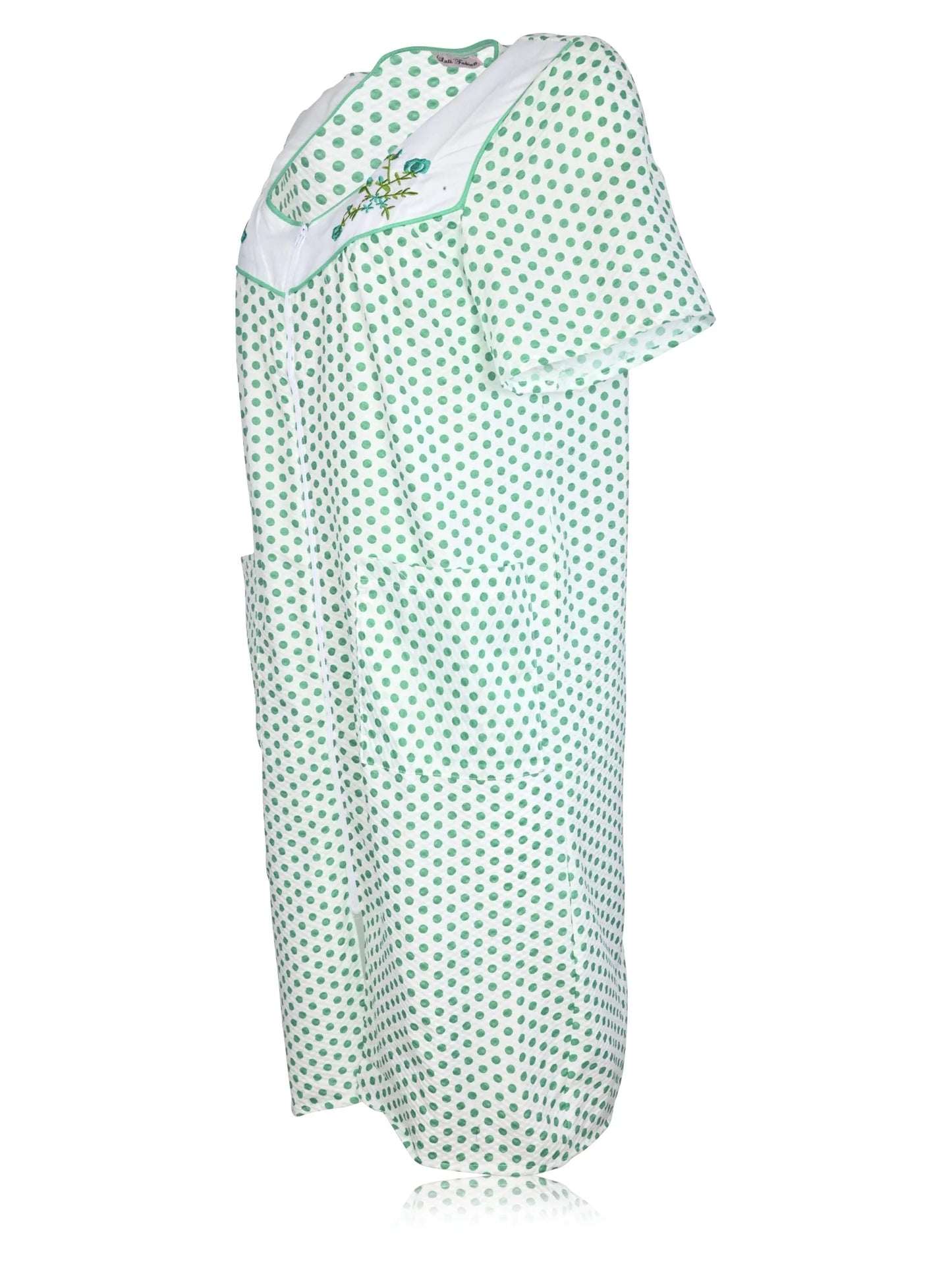 JEFFRICO House Dresses for Women with Pockets - Lightweight Breathable Short Sleeve Muumuu & Nightgowns - Zipper Front Housecoat and Dusters for Women