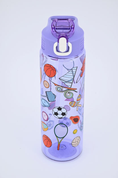 Kids Water Bottle, 27 oz BPA-Free Reusable Bottle with One-Click Open Flip Straw Lid, Leak-Resistant