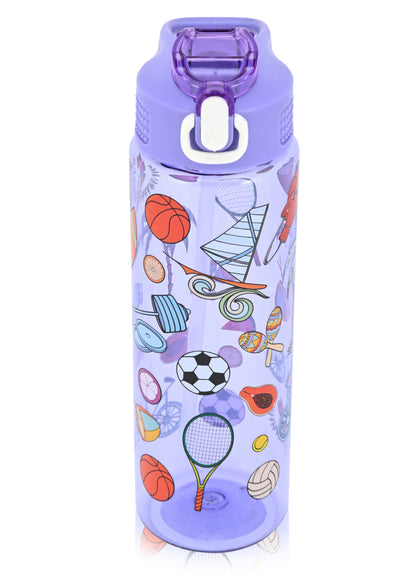 Kids Water Bottle, 27 oz BPA-Free Reusable Bottle with One-Click Open Flip Straw Lid, Leak-Resistant