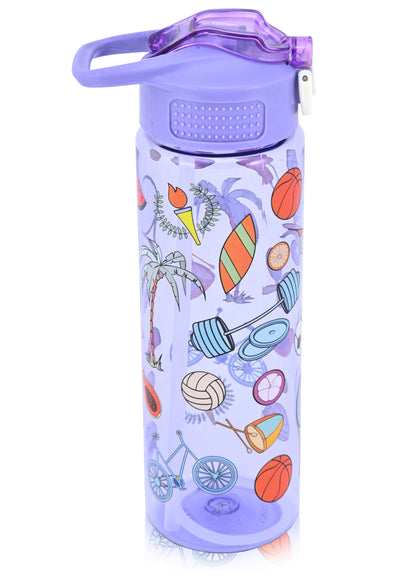 Kids Water Bottle, 27 oz BPA-Free Reusable Bottle with One-Click Open Flip Straw Lid, Leak-Resistant