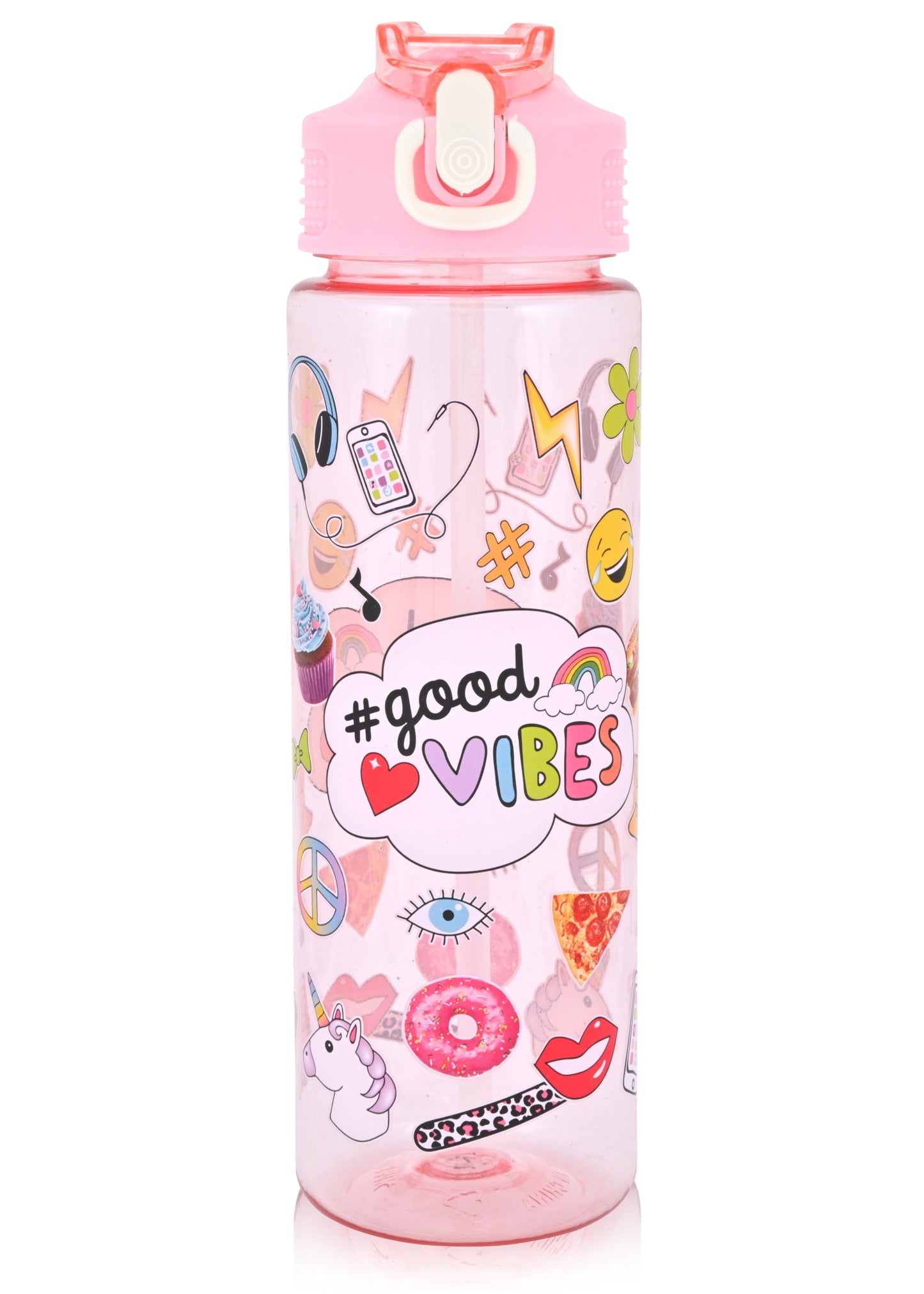 Kids Water Bottle, 27 oz BPA-Free Reusable Bottle with One-Click Open Flip Straw Lid, Leak-Resistant