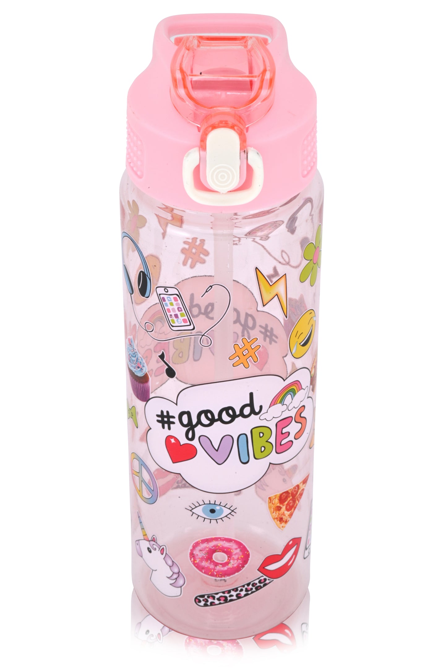 Kids Water Bottle, 27 oz BPA-Free Reusable Bottle with One-Click Open Flip Straw Lid, Leak-Resistant