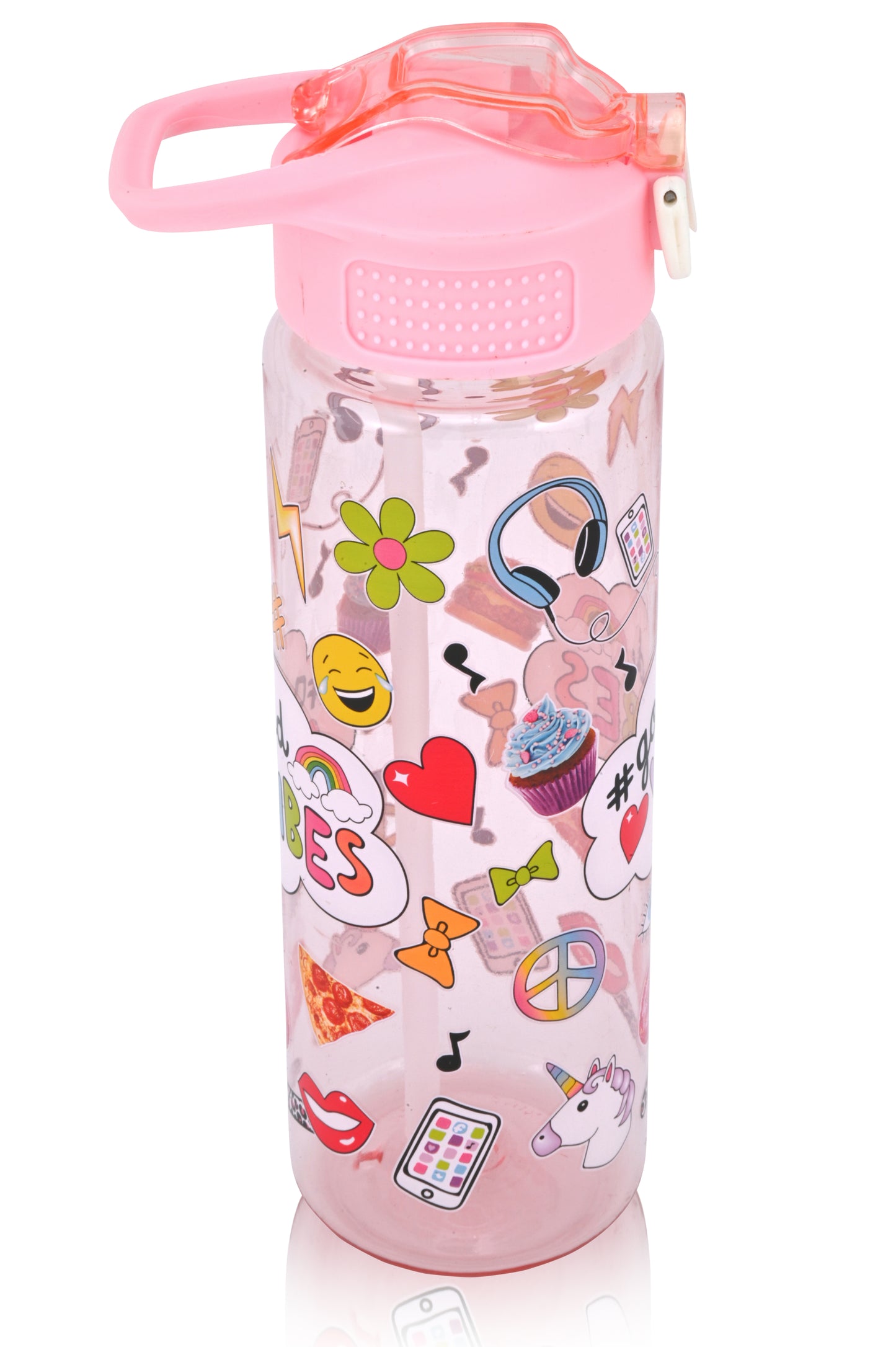 Kids Water Bottle, 27 oz BPA-Free Reusable Bottle with One-Click Open Flip Straw Lid, Leak-Resistant