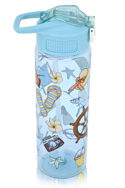 Kids Water Bottle, 27 oz BPA-Free Reusable Bottle with One-Click Open Flip Straw Lid, Leak-Resistant