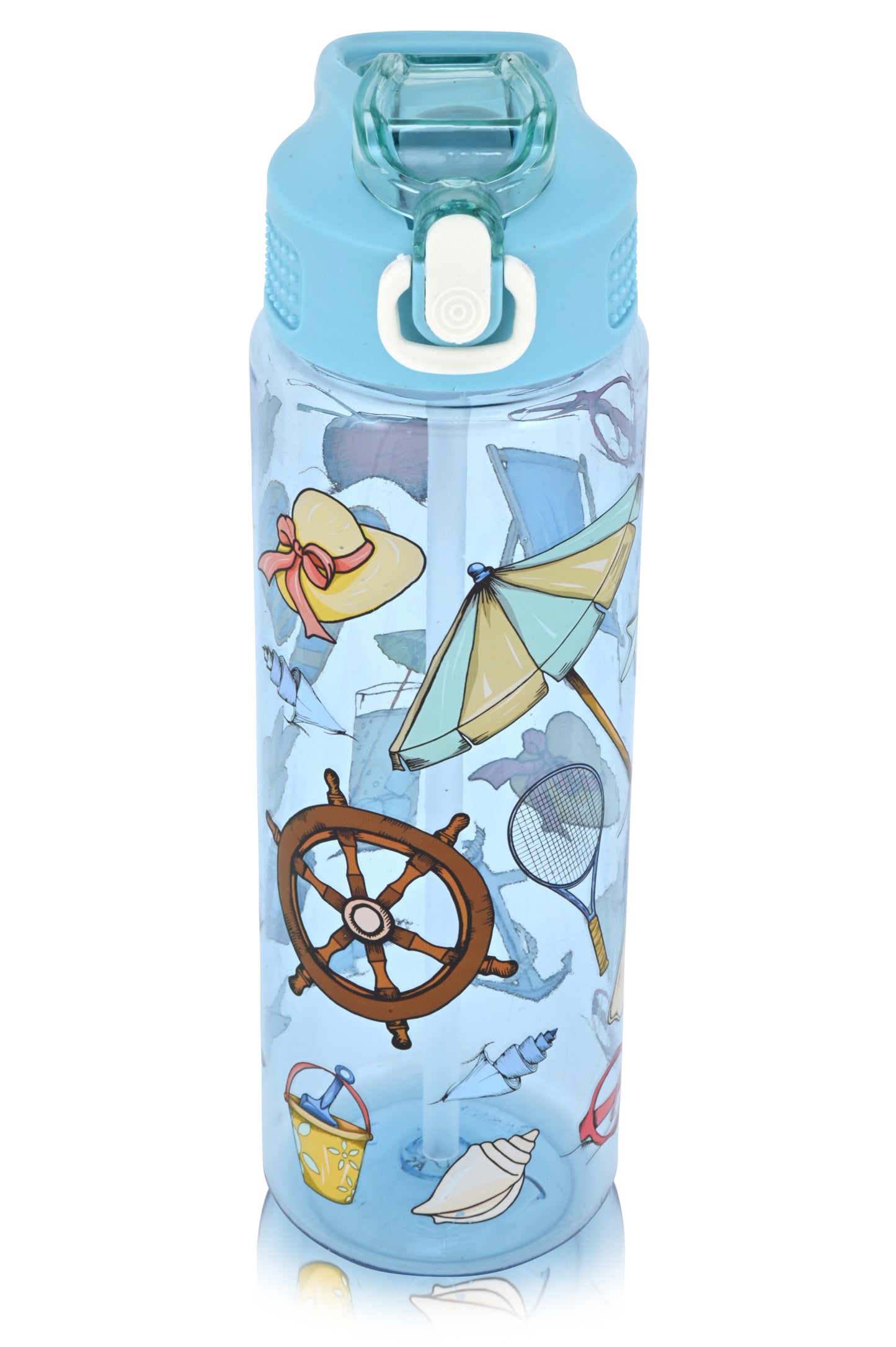 Kids Water Bottle, 27 oz BPA-Free Reusable Bottle with One-Click Open Flip Straw Lid, Leak-Resistant