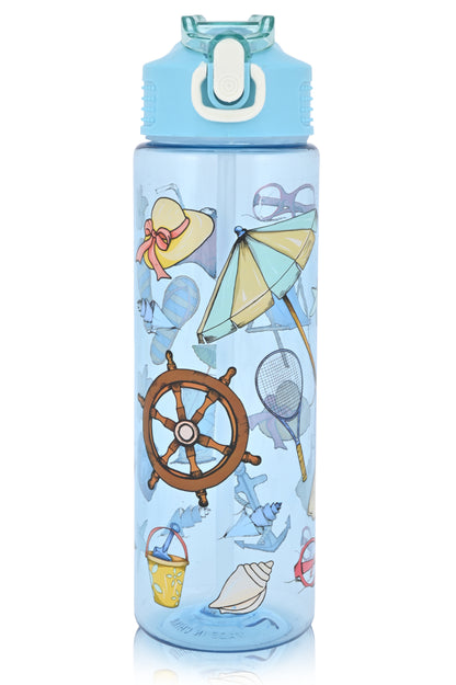 Kids Water Bottle, 27 oz BPA-Free Reusable Bottle with One-Click Open Flip Straw Lid, Leak-Resistant