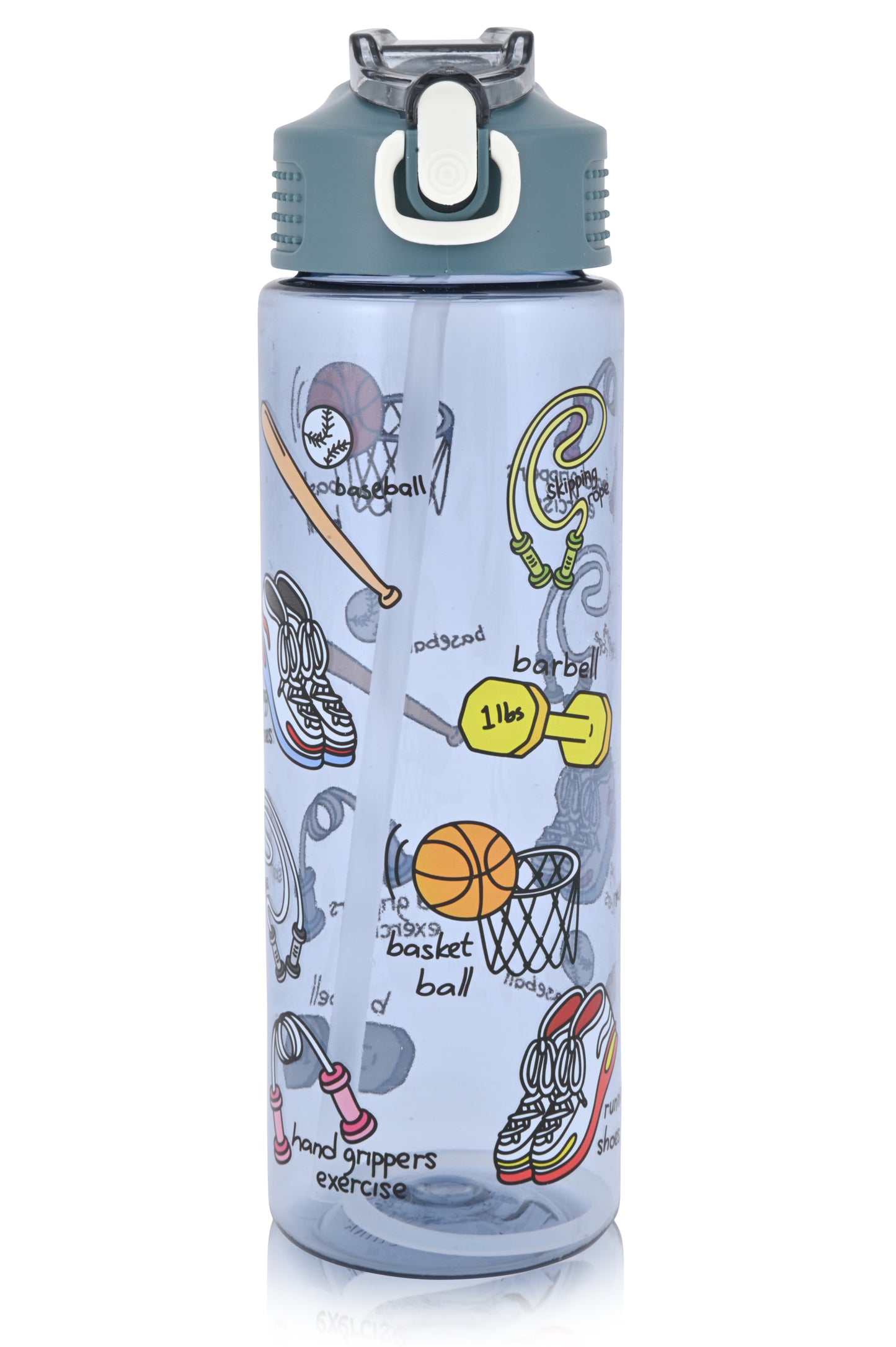 Kids Water Bottle, 27 oz BPA-Free Reusable Bottle with One-Click Open Flip Straw Lid, Leak-Resistant