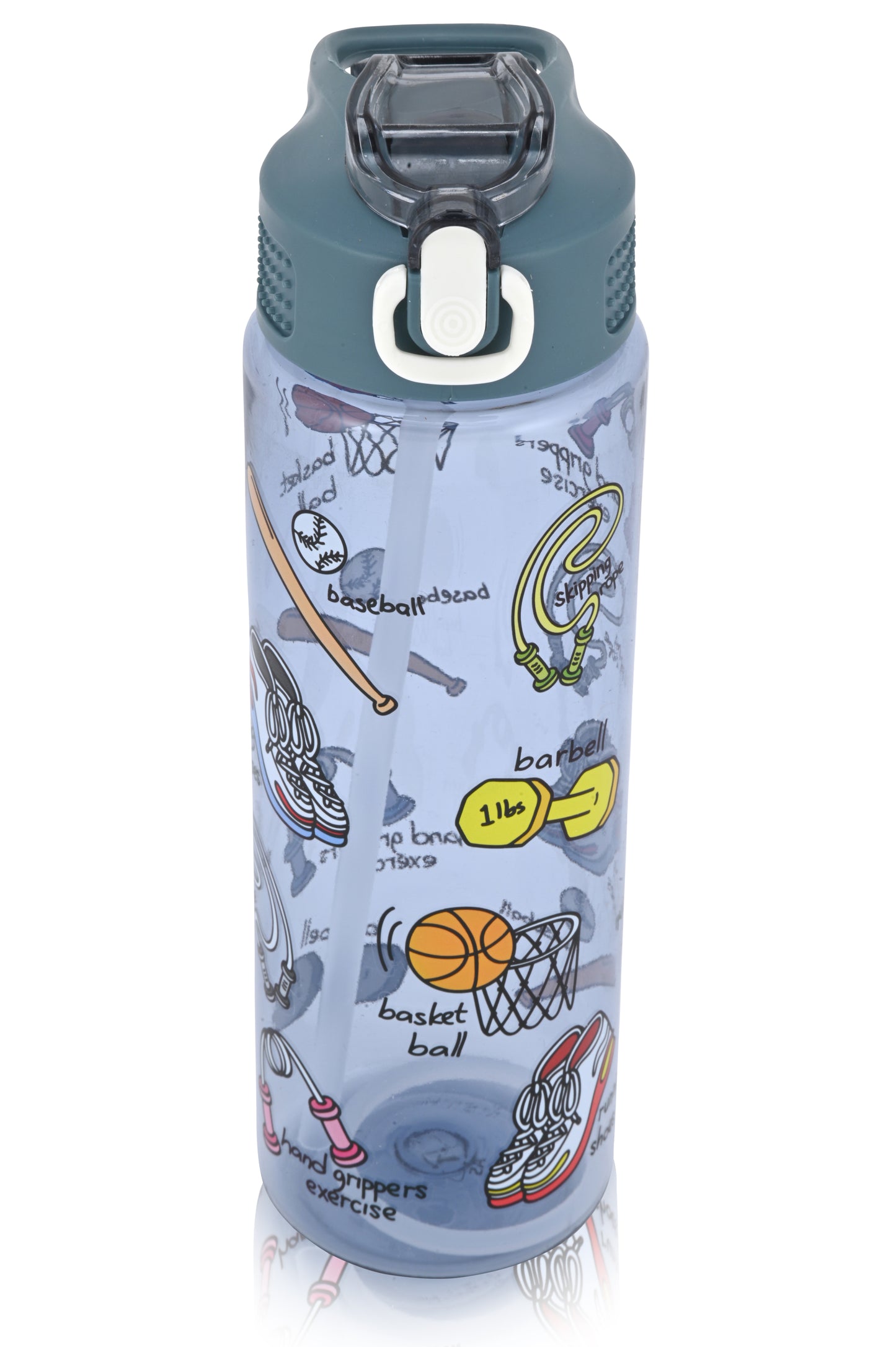 Kids Water Bottle, 27 oz BPA-Free Reusable Bottle with One-Click Open Flip Straw Lid, Leak-Resistant