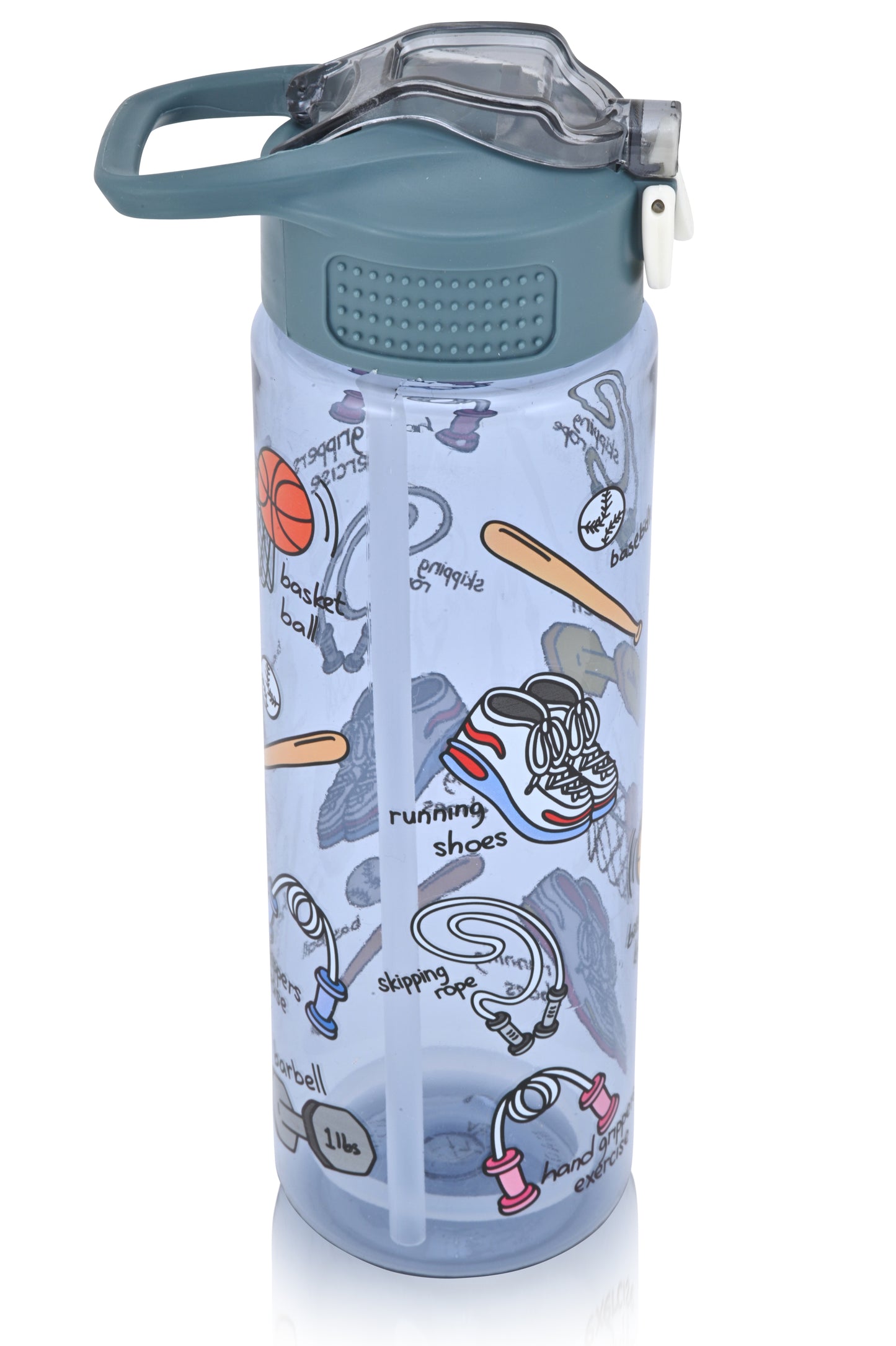 Kids Water Bottle, 27 oz BPA-Free Reusable Bottle with One-Click Open Flip Straw Lid, Leak-Resistant