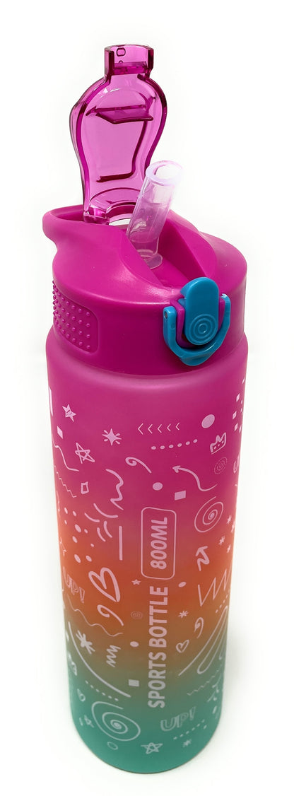 Kids Water Bottle, 27 oz BPA-Free Reusable Bottle with One-Click Open Flip Straw Lid, Leak-Resistant