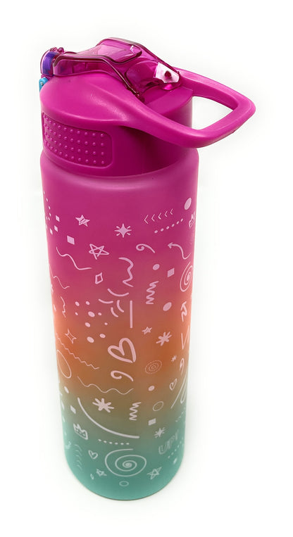 Kids Water Bottle, 27 oz BPA-Free Reusable Bottle with One-Click Open Flip Straw Lid, Leak-Resistant