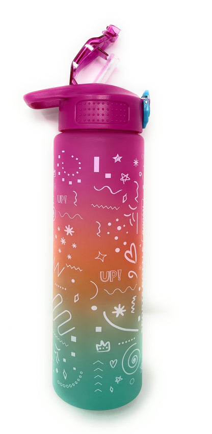 Kids Water Bottle, 27 oz BPA-Free Reusable Bottle with One-Click Open Flip Straw Lid, Leak-Resistant