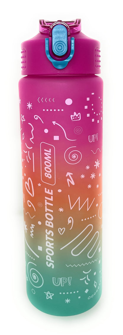 Kids Water Bottle, 27 oz BPA-Free Reusable Bottle with One-Click Open Flip Straw Lid, Leak-Resistant