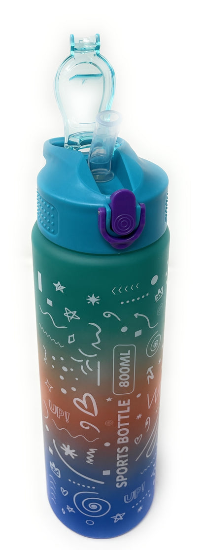 Kids Water Bottle, 27 oz BPA-Free Reusable Bottle with One-Click Open Flip Straw Lid, Leak-Resistant