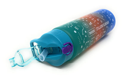 Kids Water Bottle, 27 oz BPA-Free Reusable Bottle with One-Click Open Flip Straw Lid, Leak-Resistant