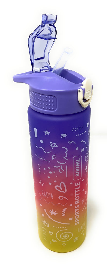 Kids Water Bottle, 27 oz BPA-Free Reusable Bottle with One-Click Open Flip Straw Lid, Leak-Resistant