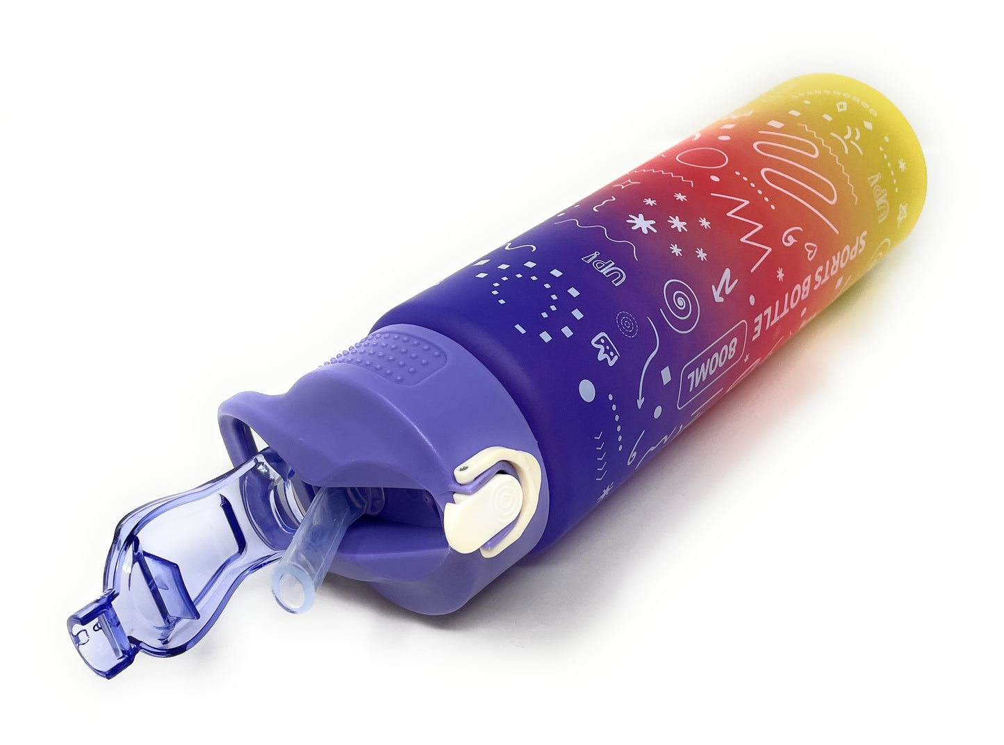 Kids Water Bottle, 27 oz BPA-Free Reusable Bottle with One-Click Open Flip Straw Lid, Leak-Resistant