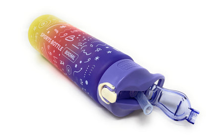 Kids Water Bottle, 27 oz BPA-Free Reusable Bottle with One-Click Open Flip Straw Lid, Leak-Resistant