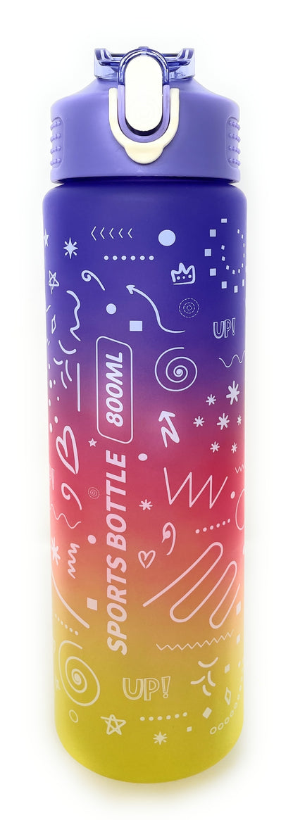 Kids Water Bottle, 27 oz BPA-Free Reusable Bottle with One-Click Open Flip Straw Lid, Leak-Resistant