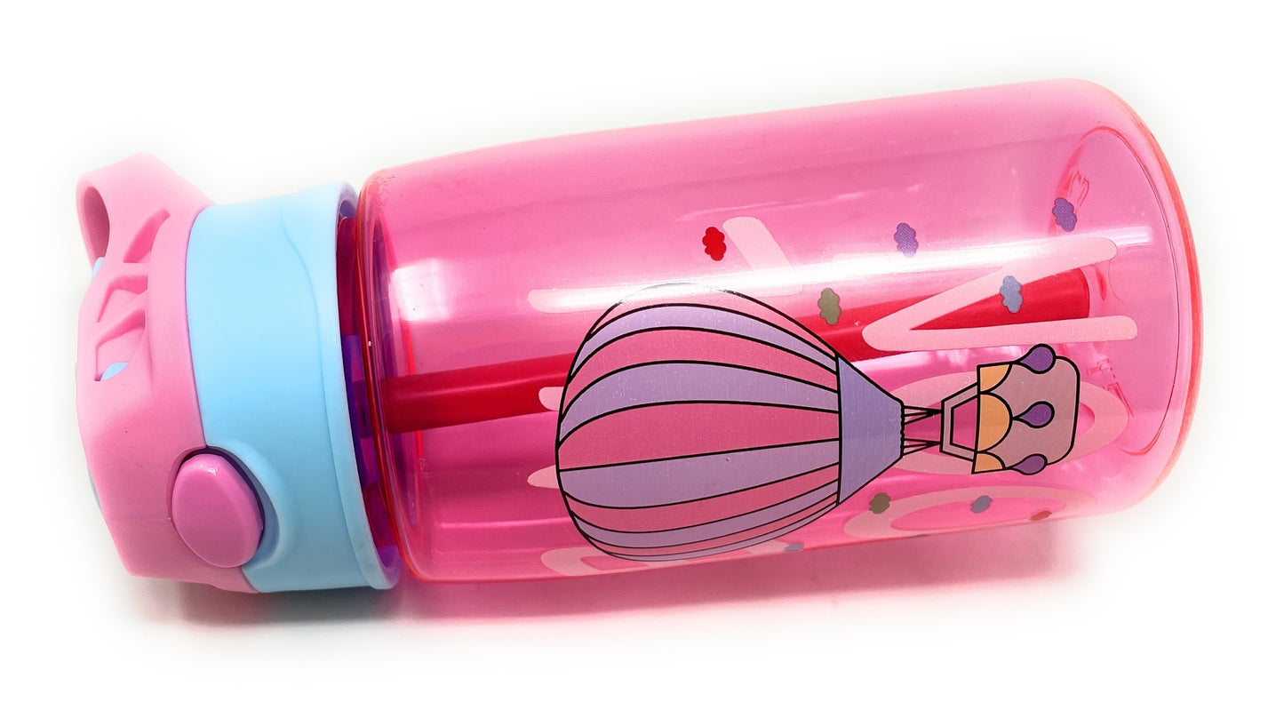 Kids Water Bottle 16 oz, BPA-Free Reusable Bottle with One-Click Flip Lid, Leak-Resistant