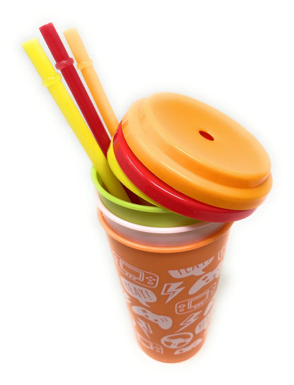 Color Changing Tumbler Cups with Straw 12 oz 3 Pack Reusable Plastic Kids Drink Cups Assorted Colors Random Selection