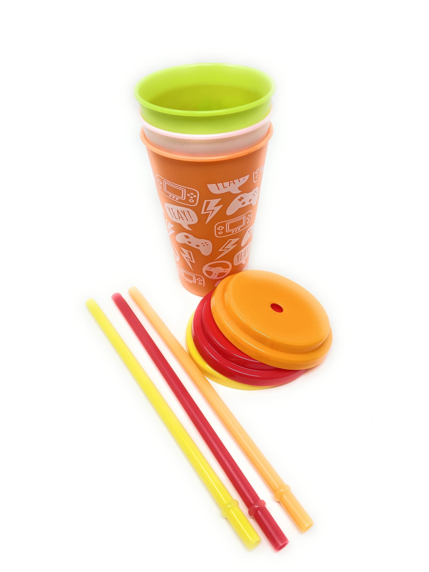 Color Changing Tumbler Cups with Straw 12 oz 3 Pack Reusable Plastic Kids Drink Cups Assorted Colors Random Selection