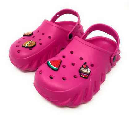 JEFFRICO Girls Clogs with Charms Lightweight Slip On Garden Shoes for Girls Comfort Clogs