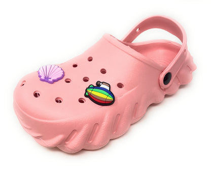 JEFFRICO Girls Clogs with Charms Lightweight Slip On Garden Shoes for Girls Comfort Clogs
