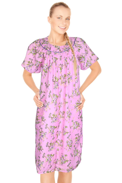 JEFFRICO House Dresses for Women with Pockets - Lightweight Breathable Short Sleeve Muumuu & Nightgowns - Snap Front Housecoat and Dusters for Women