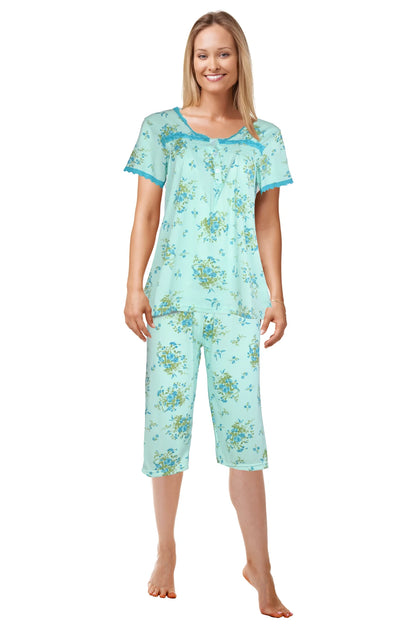 JEFFRICO Womens Pajamas For Women Capri Set Sleepwear Soft Pajamas