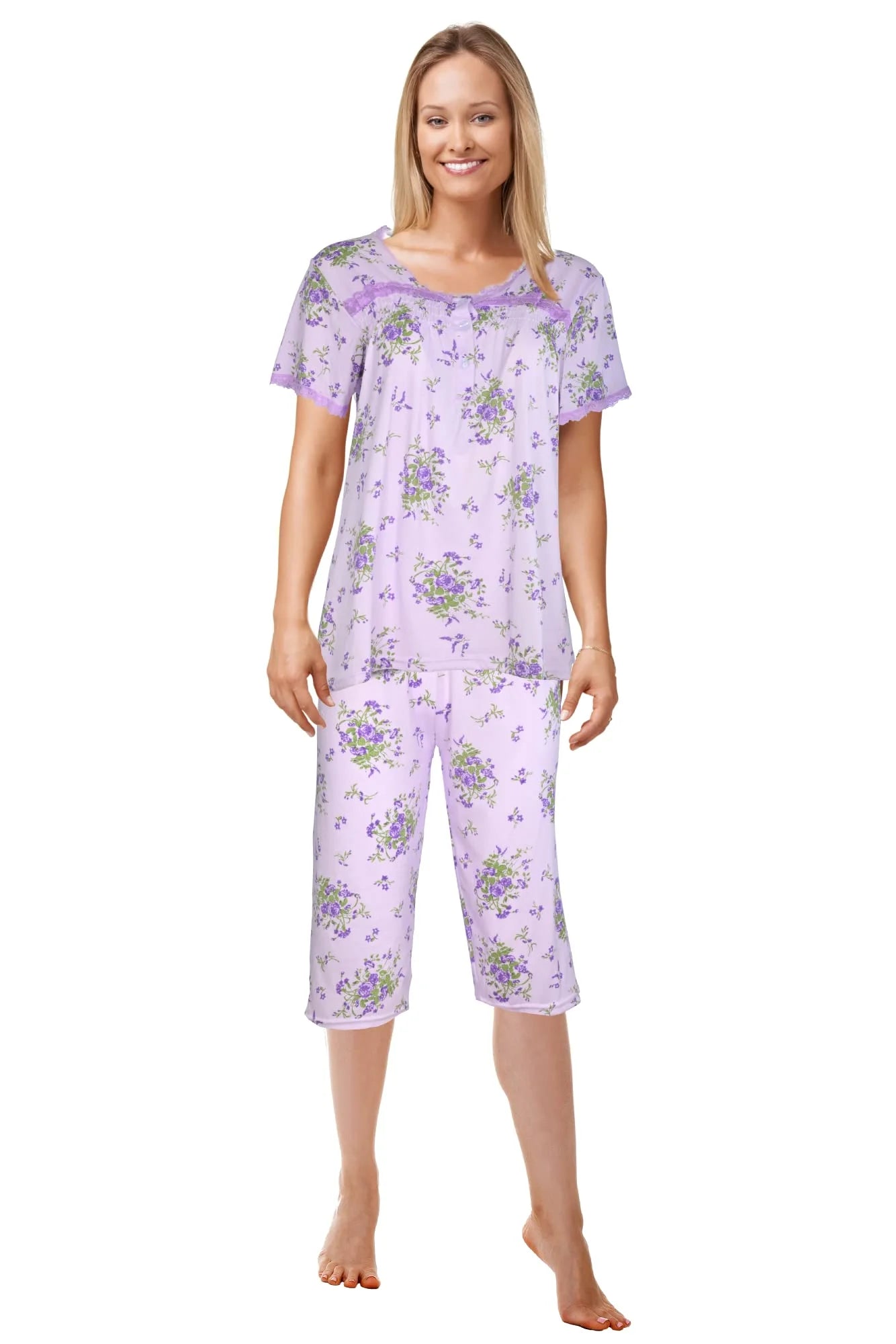 JEFFRICO Womens Pajamas For Women Capri Set Sleepwear Soft Pajamas