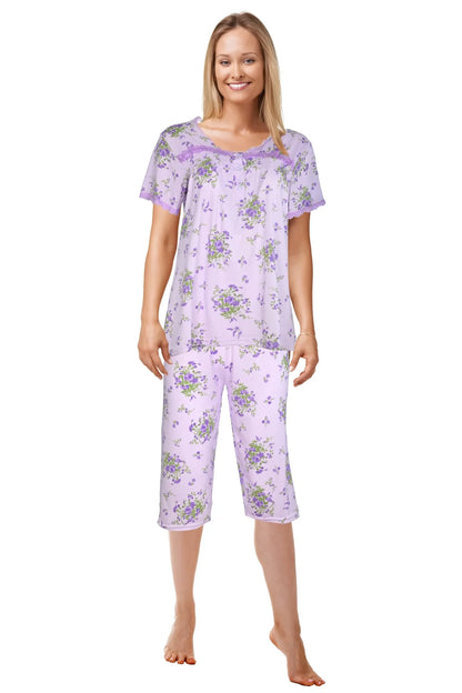 JEFFRICO Womens Pajamas For Women Capri Set Sleepwear Soft Pajamas