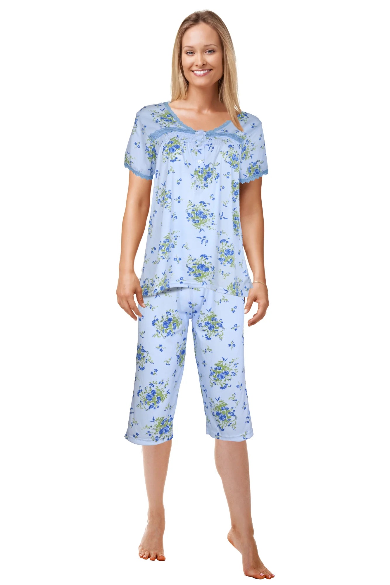 JEFFRICO Womens Pajamas For Women Capri Set Sleepwear Soft Pajamas