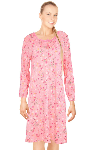 JEFFRICO Womens Long Sleeve Nightgowns Sleepwear Soft Pajama Dress Nightshirts