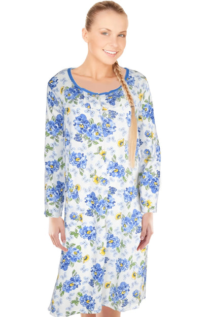 JEFFRICO Womens Long Sleeve Nightgowns Sleepwear Soft Pajama Dress Nightshirts