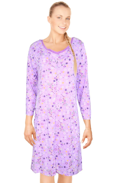 JEFFRICO Womens Long Sleeve Nightgowns Sleepwear Soft Pajama Dress Nightshirts
