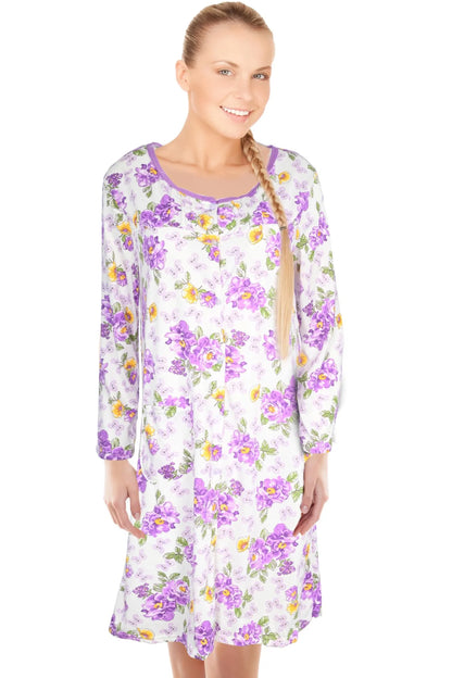 JEFFRICO Womens Long Sleeve Nightgowns Sleepwear Soft Pajama Dress Nightshirts