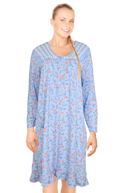 JEFFRICO Womens Long Sleeve Nightgowns Sleepwear Soft Pajama Dress Nightshirts