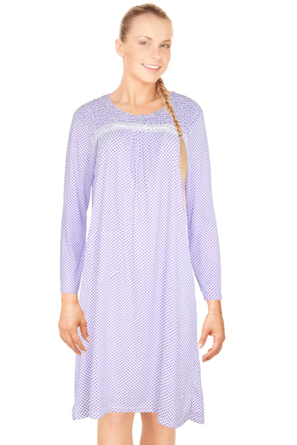 JEFFRICO Womens Long Sleeve Nightgowns Sleepwear Soft Pajama Dress Nightshirts